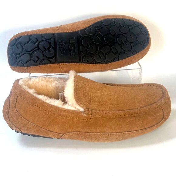 Ugg Ascot Chestnut Suede Men Winter Slippers With Shearling Lining Size 11 - Picture 2 of 12